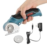 VEVOR Cordless Electric Scissors, 3.6 V 2000 mAh Mini Electric Fabric Cutter, 1.6' SKH9 Sharp Blade, with Replacement Blade and Battery Charger, for Cutting Carpet, Cardboard, Leather, Paper, Plastic