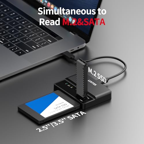 Image of Unitek M.2 NVME SATA SSD Enclosure-2 in 1 Tool-Free Portable 10Gbps NVMe PCI-E M.2 and SATA SSD External Adapter USB 3.2 Hard Drive Reader for 2230 /2242 /2260 /2280 NVMe and 2.5 inch /3.5 inch SSD