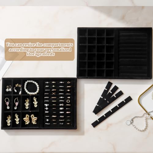 Image of Large Velvet Jewelry Tray Display Drawer Inserts 2 Pack