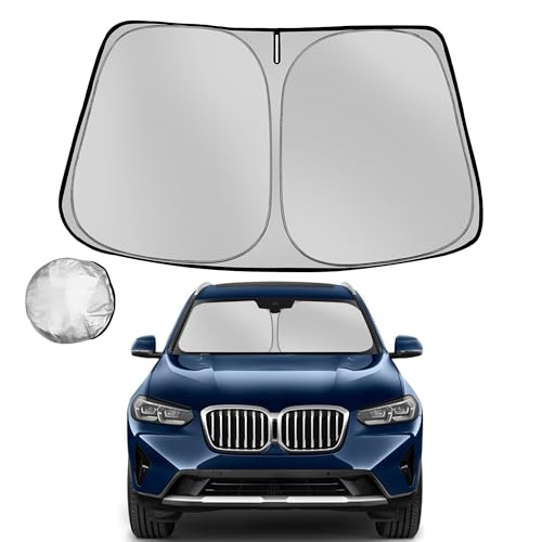 Fonowka Windshield Sun Shade for 2018-2025 BMW X3 Foldable Sun Sunshade for Car Front Window Blocks UV Rays and Heat Automotive Interior Protector Custom Fit Accessories