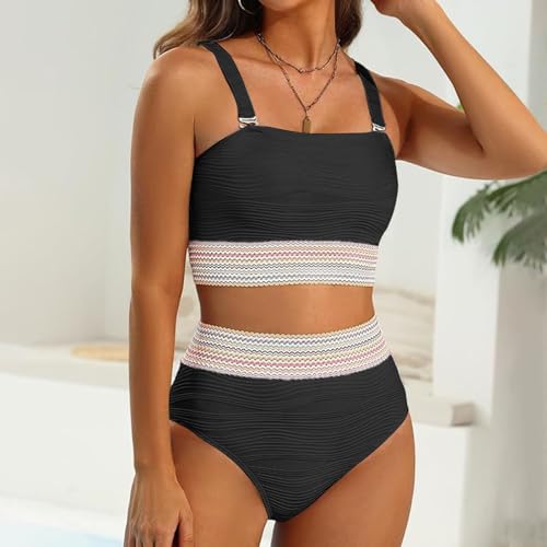 Bikini bandeau taille haute pour sublimer la silhouette et masquer les complexes à la plage