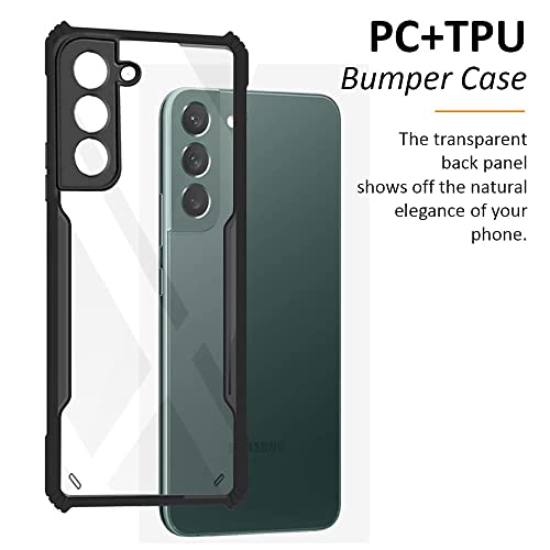 Image of WOW IMAGINE Shock Proof Clear Protective Back Case for Samsung Galaxy S22 Plus 5G - AirEDGE Technology | 360 Degree Camera Protection | Transparent Hybrid Back Case Mobile Cover - Black
