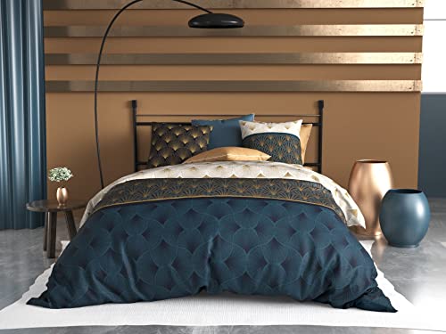 Parure De Lit 3 Pièces Housse De Couette 220x240 CM 100% Coton 57 Fils Motifs au Choix ( Pale 220_x_240_cm) Cover