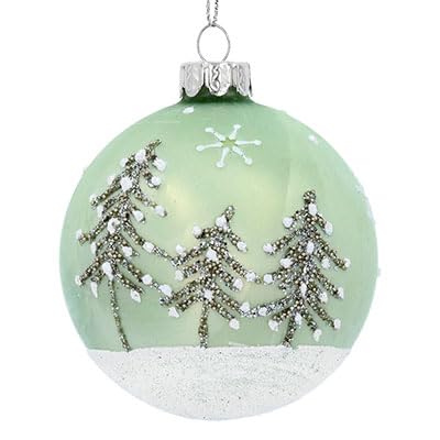 Gisela Graham Ice Greeb Bauble with Trees