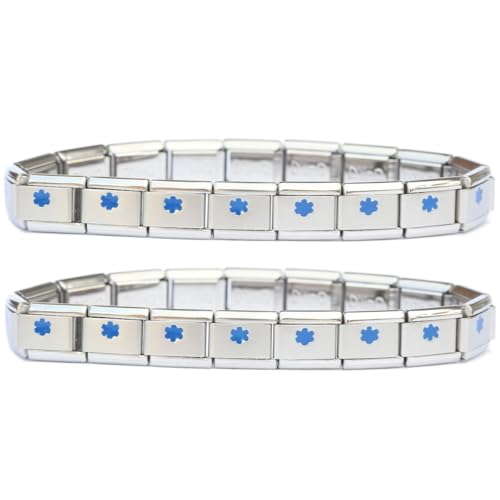 NewCharms Two (2) of Dark Blue Medical Symbol Italian Charm Starter Bracelet