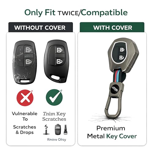 Image of TrollGadgets️ Premium Metal Car Key Cover Compatible for Maruti Suzuki Swift | Dzire | Baleno | Ertiga | WagonR | Celerio | Alto | Brezza | Ignis | S-Presso | Fronx (2 Button Remote Key)(Pack of 1)
