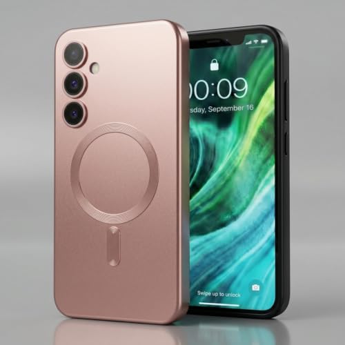 Image of amazon basics Premium Mag-Safe Case for Samsung Galaxy S23FE 5G | Shockproof & Anti-Scratch Cover | Soft Silicone with Wireless Charging | Camera Lens Guard - Rose Gold