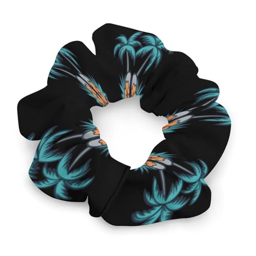 Beach Scene Palm Tree Women Ponytail Holders Satin Scrunchies Stylish Hair Elastics & Ties