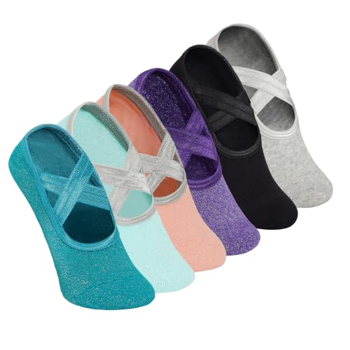 Image of Mint & Oak Pilates Socks with Grips for Women, Ankle Length Non-Slip Yoga Socks, Cotton Ideal For Yoga, Pilates, Gym, Workout, Cute Women's Gift