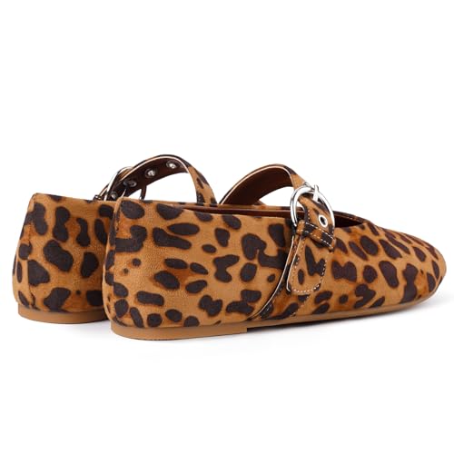 Image of Gothictor Women's Mesh Ballet Flats Round Toe Leopard Mary Jane Shoes Women | Cushioned Comfort, Easy to Style, Buckle Strap, Cheetah Print, Ballerina, Breathable, Wide Width, Non-Slip, Dressy Casual