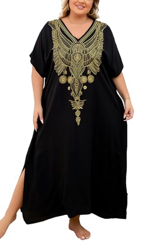 Chemise de nuit spacieuse grande taille caftan de plage brodé style turc