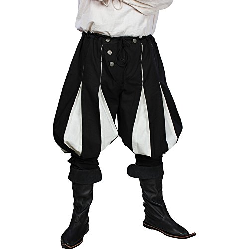 Armor Venue: Medieval Landsknecht Pants - Medieval Trousers (Medium, Black and White)
