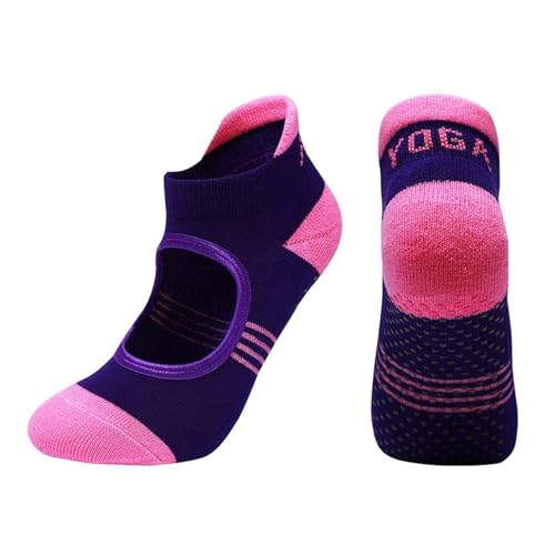 Chaussettes yoga antidérapantes femme en coton dos nu pour pilates