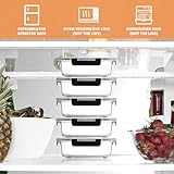 Glass Food Storage Container with Lid 5pcs, 1040ml Reusable Airtight Glass Lunch Meal Container Stackable Tableware Organization and Storage, Safe for Microwave Ovens Refrigerators Dishwashers (Black) - Image 5