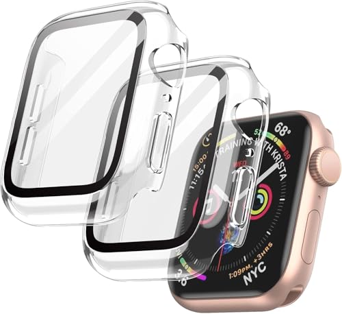 Image of Case with Screen Protector for Apple Watch SE 3 /2 /1 (2025 /2022 /2020) / Series 6 5 4 40mm, Overall Protective Cover, Built-in Tempered Glass Film High Sensitivity, 3 Pack (Clear)