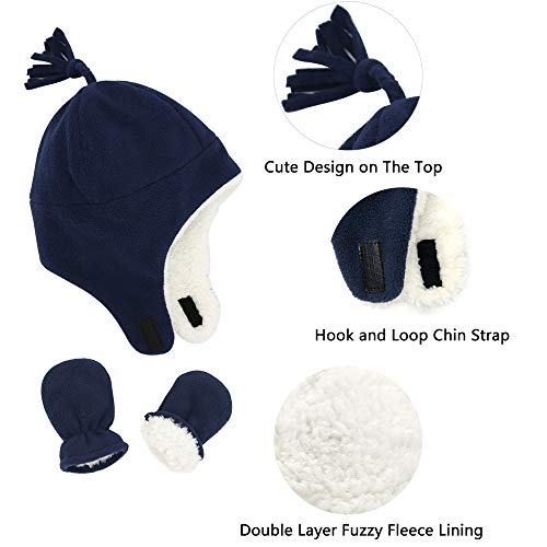 Baby Girl Sherpa Hats and Mittens Set Toddler Gloves Warm Fleece Winter Hat Baby Boy 01 Pink 6-12 Months