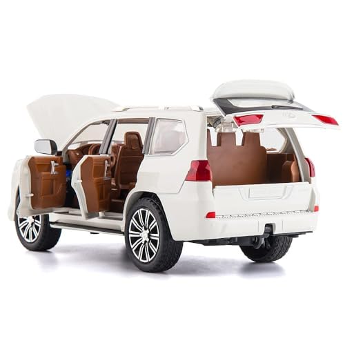 Image of Invite Enterprise Exclusive Alloy Metal Pull Back Die-Cast Car 1:24 Big Lexus Lx570 Diecast Metal Pullback Toy Car With Openable Doors, Light Music Boys Gifts Toys For Kids(1:24 Lx570 - White)