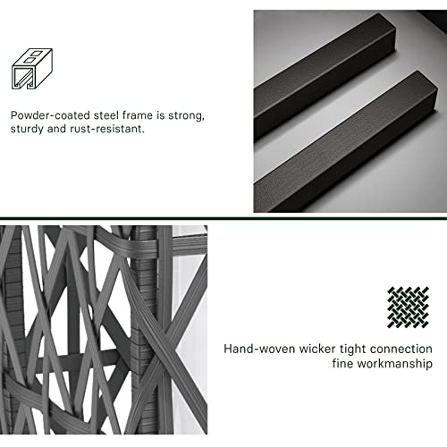 Grand Patio Outdoor Solar Powered Resin Wicker Floor Lamp, Outdoor Weather-Resistant Deck Light, for Garden or Porch -Silver Gray, Large Cindy