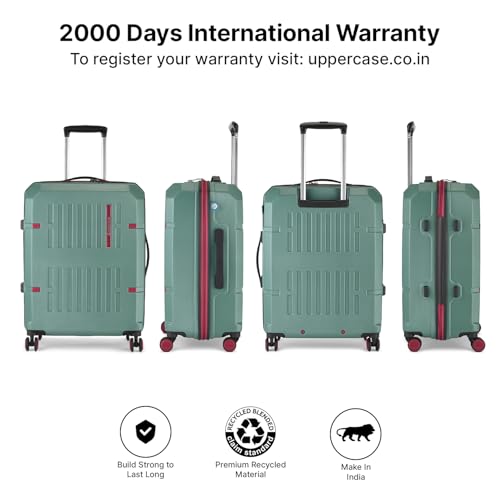 Image of uppercase Hexa Medium Solid Trolley Bag with TSA Lock, Durable for Travel, RCS Certified for Sustainability, Anti-Theft Zippers and Double Wheels, Suitcase for Men & Women