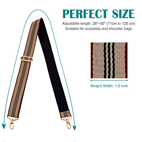 Image of River Lake Nylon with Metal Buckles Bag Strap, Black, Red, 1.5 inch Width, 120cm Length, Compatible with Crossbody Bags, Satchels, Shoulder Bags, Guitar Style, Adjustable Length 26 inch-51 inch