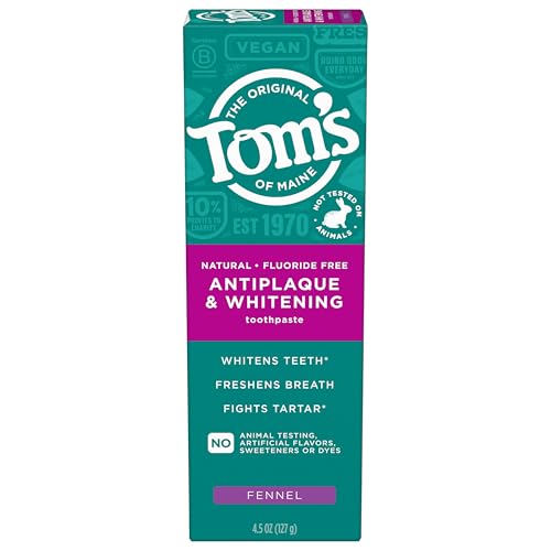Toms of Maine Antiplaque and Whitening Toothpaste Fluoride Free Fennel Single 4.5 Oz