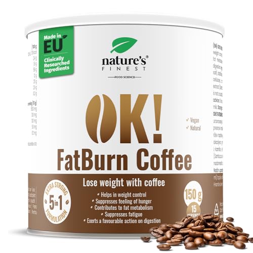 Nature's Finest by Nutrisslim OK! Fatburn Coffee: Instant Kaffee Pulver mit L-Carnitin, Guarana und Holunder - Idealer Abnehmen Kaffee und Natürlicher Energy Drink, Veganer Kaffee, Glutenfrei