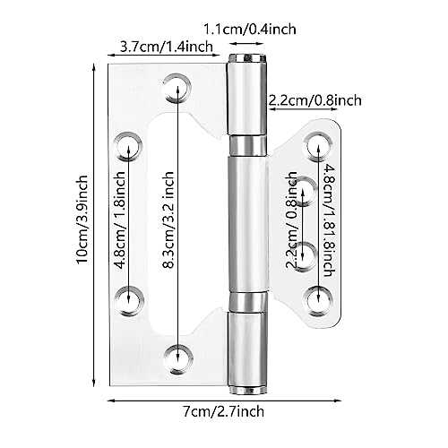 MIVIDE 12PCS Flush Hinges 100mm, Stainless Steel Door Hinges 4 Inch