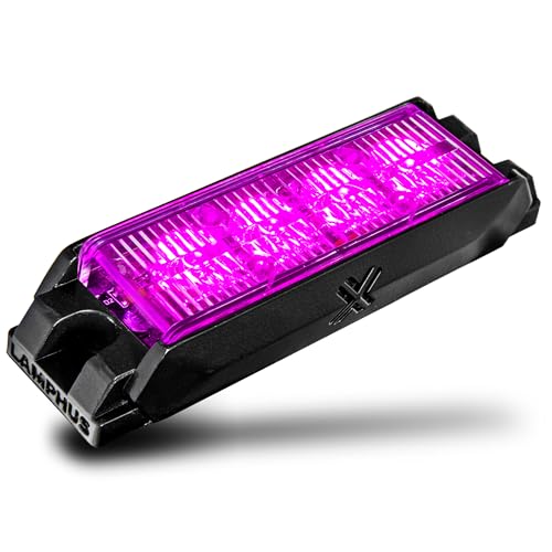 Image of LAMPHUS NanoFlare 4 inch 4W Purple LED Surface Mount Police Grill Strobe Warning Light [Sync-able Modes] 12V Rectangle Grille Flashing Emergency Fire Light for Funeral Escort Service Vehicle Car
