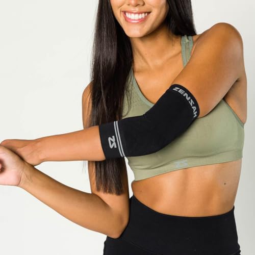 Zensah Compression Tennis Elbow Sleeve for Elbow Tendonitis, Tennis Elbow, Golfer's Elbow - Elbow Support, Elbow Brace (Small, Black) - Thumbnail 2