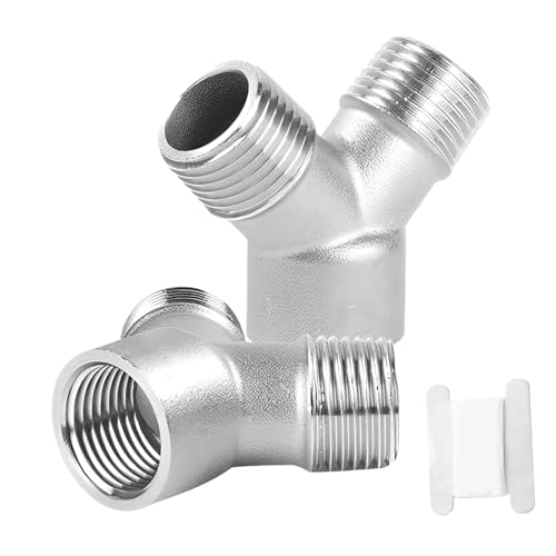 2 Stück Y Verteiler 1/2", 304 Edelstahl Y-Stück Verteiler G1/2 AG x AG x IG