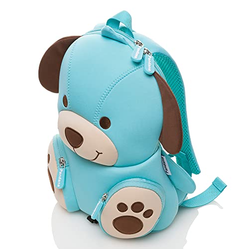 Pandana Kleiner Kinderrucksack Hubert Hund mit Brustgurt für Jungen und Mädchen im Kindergarten oder Kita für 2 bis 5-Jährige, aus isolierendem Neopren mit Anti-Lost-System