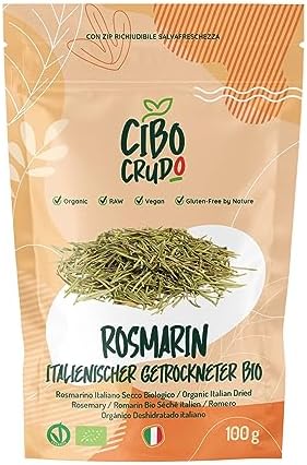 Bio Rosmarin Getrocknet - Premium Qualität - 100g. Rosmarin Gewürz Geschnitten für Pizza, Tee oder Nudelsauce.
