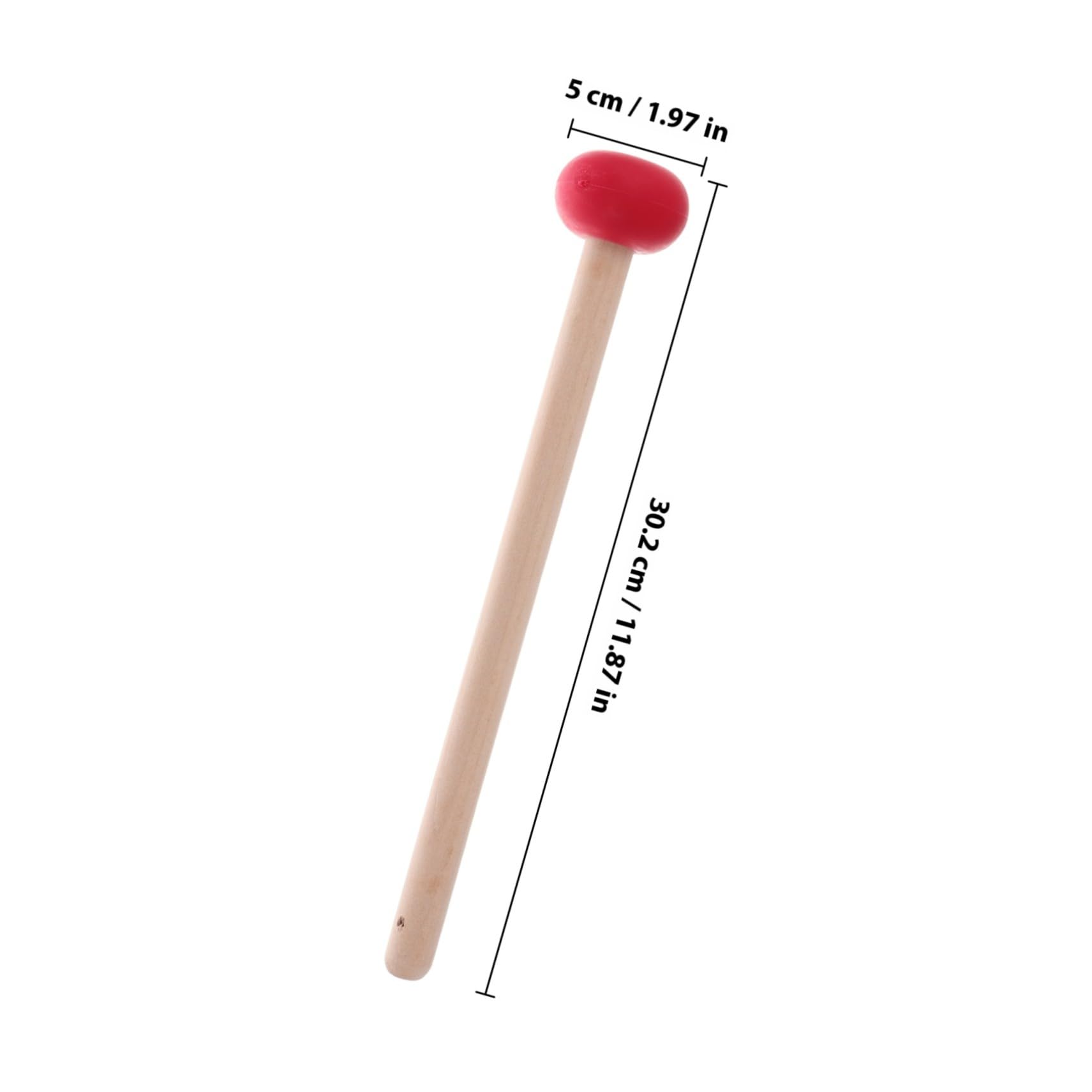 Hemobllo Mazzuolo Per Gong in Legno Punta in Gomma, Batacchio Per Tamburi e Xilofono, Mazzuolo Ergonomico Portatile Per Strumenti a Percussione, Accessorio Multistrumento Manico Resistente