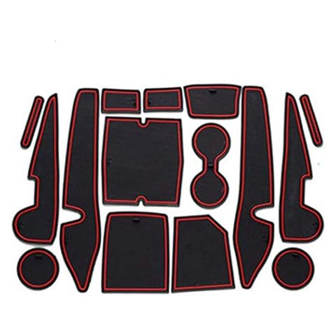 Cup Holder Liner Custom Fit for Toyota Corolla 14-18 Custom Gate Slot Pad Door Slot Pad Center Console Mats Interior Accessories Anti-Dust Anti-Slip 15PCS Red Cover