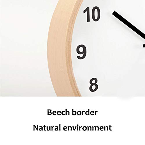 Wall Clock Modern Wooden Simple Living Room Hanging Table Mute Creative Japanese Modern Nordic Bedroom Clock Beech (Color : Digital, Size : 12Inches) #TOP5
