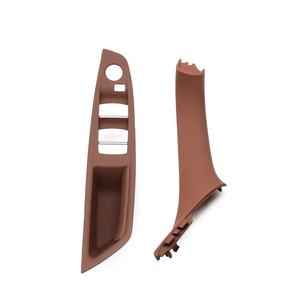 HLWXMDZ for F10 F11 F18 520 523 525 528 51417225865 LHD Car Inner Passenger Door Panel Handle Pull Trim Cover (LHD Brown 2pcs)