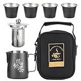 Reise-Teeservice mit Etui, Teeservice | Tassenset aus Edelstahl, Reisetasche, Kung Fu-Service, tragbares Zeremonie-Set für Rucksack, Camping, r