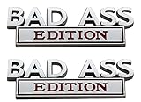 2 Pack Bad Ass Edition Emblems 3D Metal Badass Badge Front Hood Sticker Decal with 3M Tape Replaceme