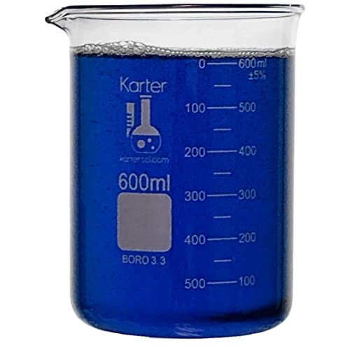 Image of 600ml Beaker, Low Form, Borosilicate 3.3 Glass, Double Scale, Karter Scientific 232T4 (Single)