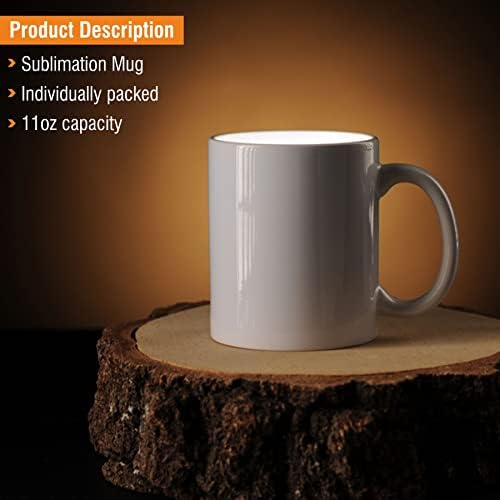 KARAVI 4 x White Sublimation Small Handle Coffee 11oz Mugs with Boxes Plain Blank Heat Press Mug