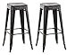 Lot de 2 Tabourets de Bar Joshua avec Repose-Pied I Set 2 Chaise de Bar Design Industriel Hauteur Assise 77 cm I Couleur :, Couleur:Noir/Or