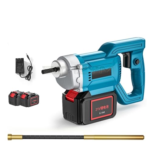 Vibrador de hormigón eléctrico ZM-995, vibrador de hormigón de cemento pequeño portátil, vibrador de cemento recargable con batería de litio, 21V, 3880W Para principiantes(2 batteries 1m stick)