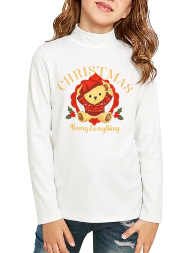 Girls Long Sleeve Mock Neck Pullover Tops Kids Fall Winter Basic Tops Active Layer Shirts 5-14 Years