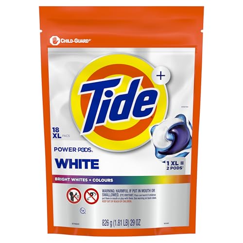 Tide Power PODS White Laundry Detergent Pacs, 18 Count, Brilliant Whitening + Color Protect - image 8