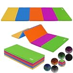 ALPIDEX Tappetino da ginnastica 185 x 78 x 3,2 cm pieghevole pavimento sportivo ginnastica palestra materassino fitness tappeto sport yoga mat gym bambini adulti, Colore:multicolore