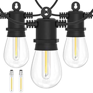 slochi Outdoor String Lights Mains Powered,Festoon Lights with 15+2 LED Shatterproof Bulbs,50ft S14 String Lights Waterproof Hanging Outside for Commercial Garden Gazebo Pergola Patio Yard Decoration