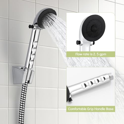 Image of RV Shower Faucet with Hose and Head, RV Outdoor Shower Kits, RV Tub Faucet with Shower Diverter Outdoor Shower Kit Fits for RV /Campers,Travel Trailer,Motorhome (Bathtub Faucet Kit, Chrome)