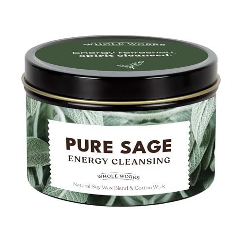 Premium Candle for Energy Cleansing – Natural Soy Wax Blend, Cotton Wick, Phthalate Free Scent, Scented Candles for Home Smudging, House Spiritual Protection, 6oz (Pure Sage)