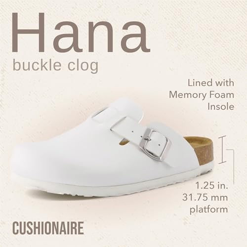Image of CUSHIONAIRE Hana Womens Clogs | Comfortable Vegan Suede Clogs for Women | Slip On Potato Shoes with Cork Footbed & Arch Support | Memory Foam, Wide Widths Available