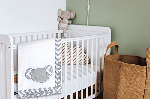 Image of Baby Essentials 30x40 Fleece Baby Blanket with Satin Trim for Boys, Girls Baby Blanket with Door Decor (Elephant with Sign)